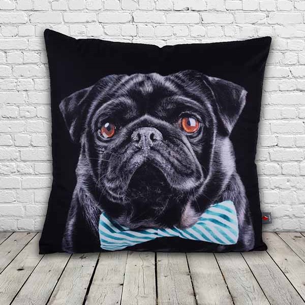BOWED PUG CUSHION