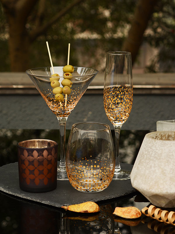 Golden Confetti Martini Glass