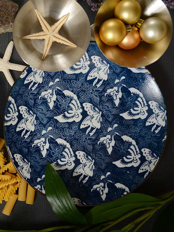 Blue and White Butterfly Plate