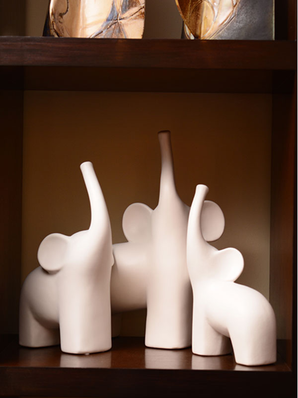 White Joyous Elephant(Set of 3)
