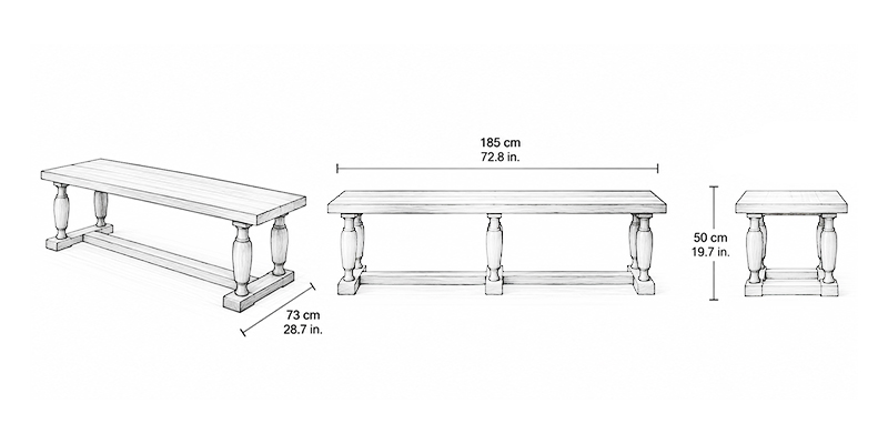 Albion Bench - Resort dimensions