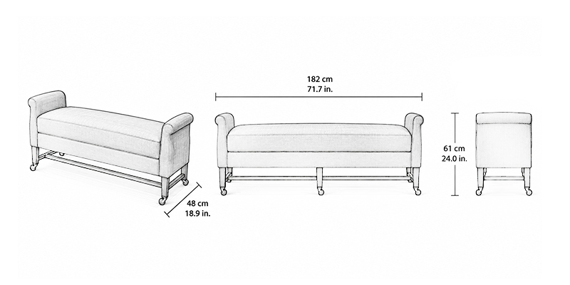 Ava Bench - Resort dimensions
