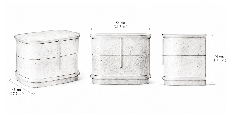 Burlington Bedside Table - Resort dimensions