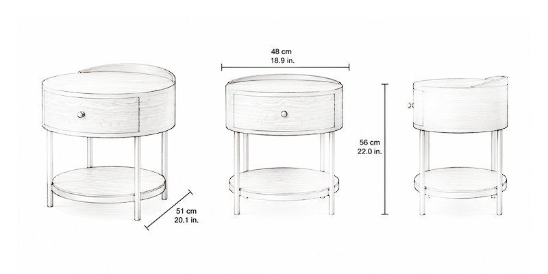 Cooper Bedside Table - Resort dimensions