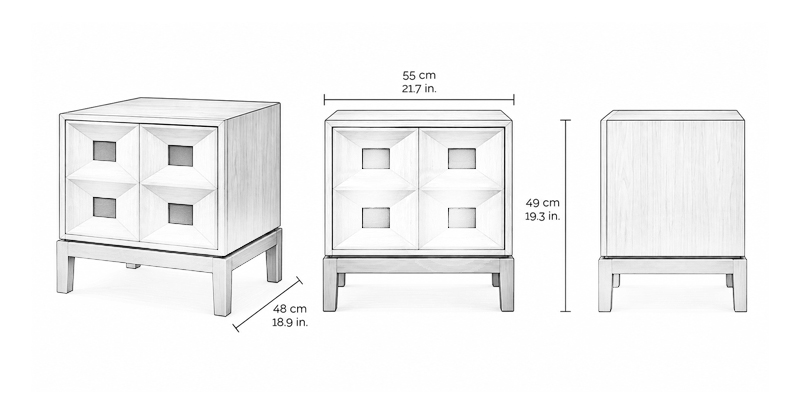 Cubist Bedside Table - Resort dimensions