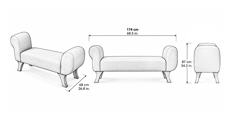 Drake Chaise Lounge - Resort dimensions