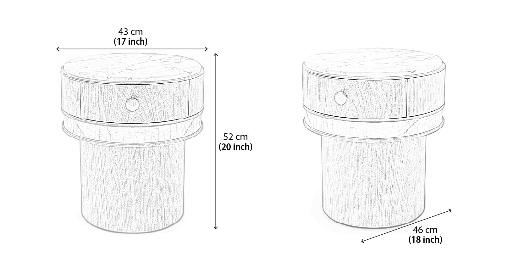 Eve Bedside Table dimensions