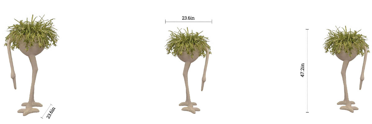 Flamingo Planter 2 dimensions