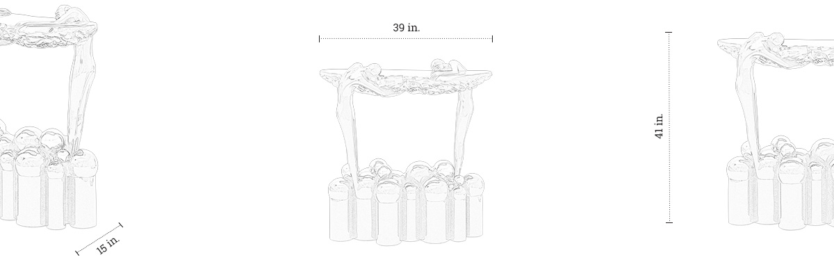 Men Holding Cloud Console Table dimensions