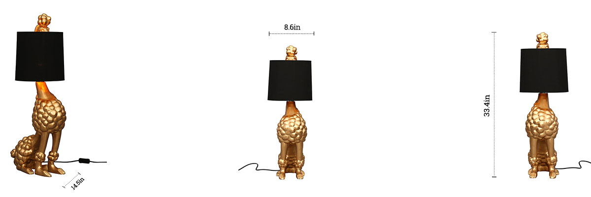 Golden Poodle Table Lamp dimensions