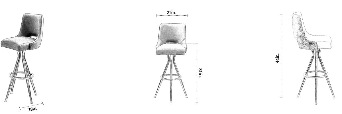 Ricks Bar Stool - Resort dimensions