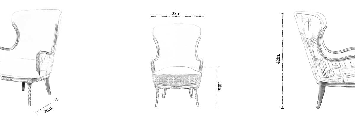 Shahjahan Chair dimensions