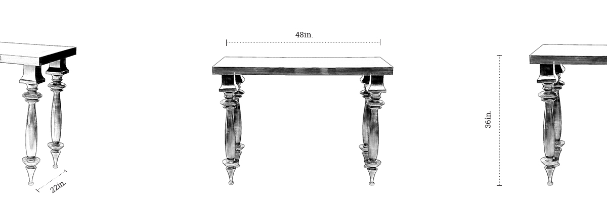 Paris Console Table dimensions