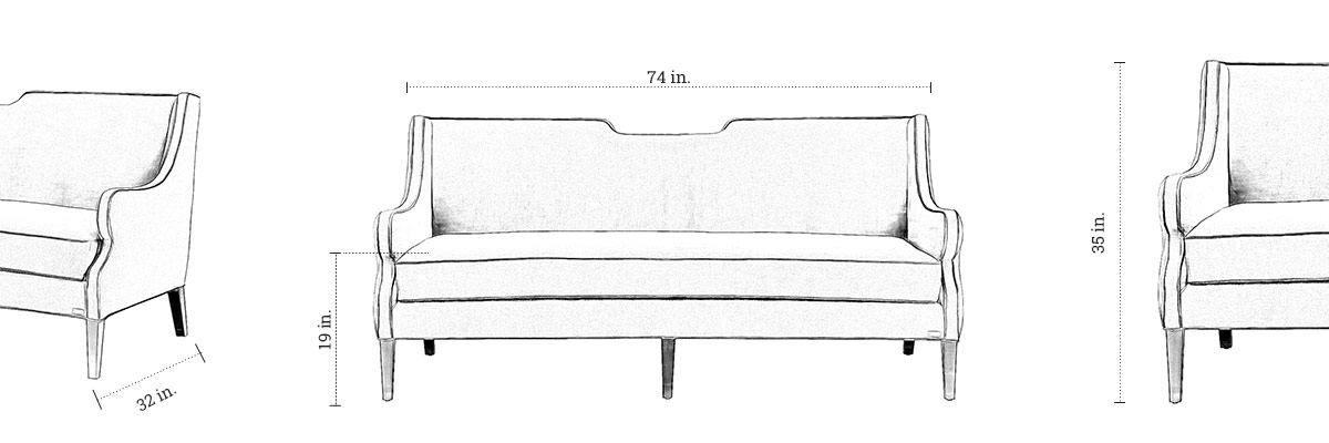 Luna Three Seater Sofa dimensions
