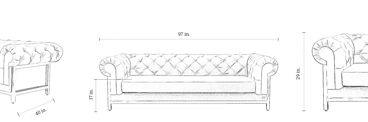Skylar Luxury Sofa dimensions