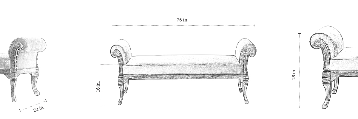 Eva Ivory Bench dimensions