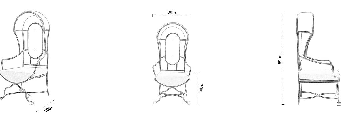 Reed Metallic Chair dimensions