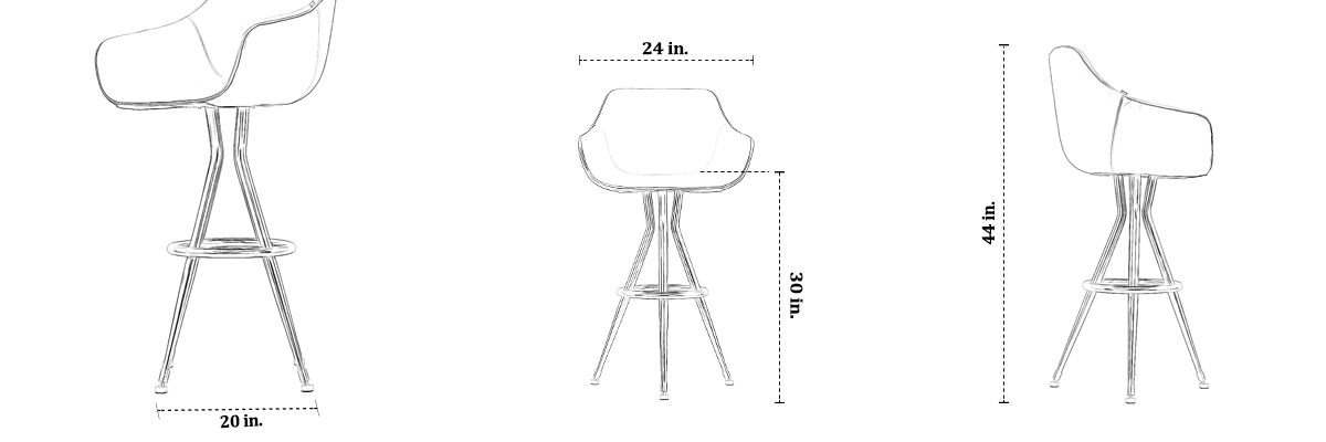 Penelope Bar Stool dimensions