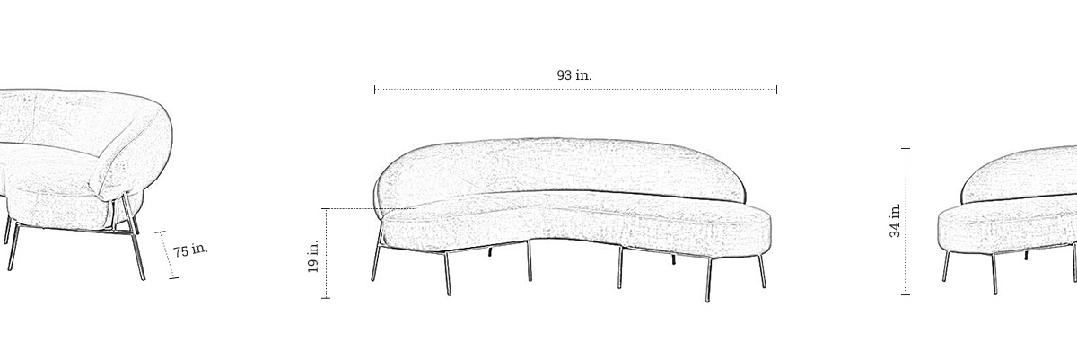 Boomerang Four Seater Sofa dimensions