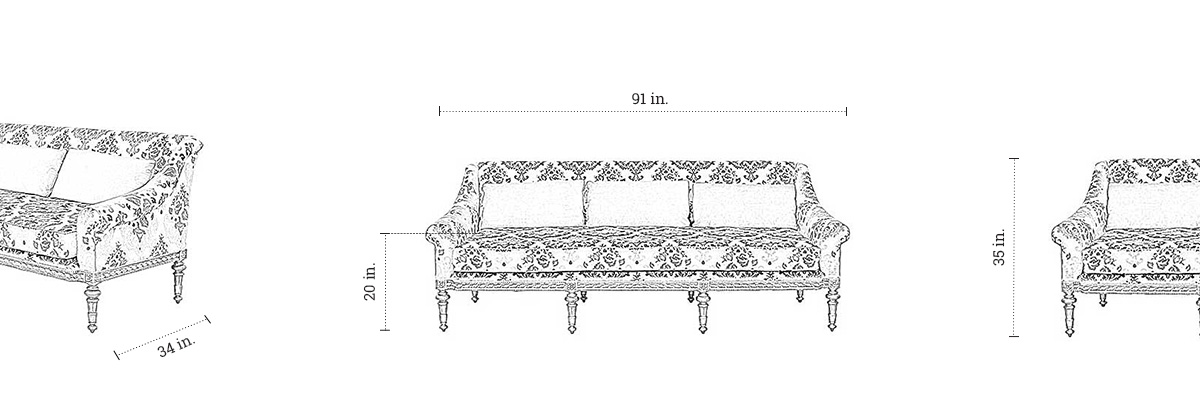Genova Three Seater Sofa dimensions