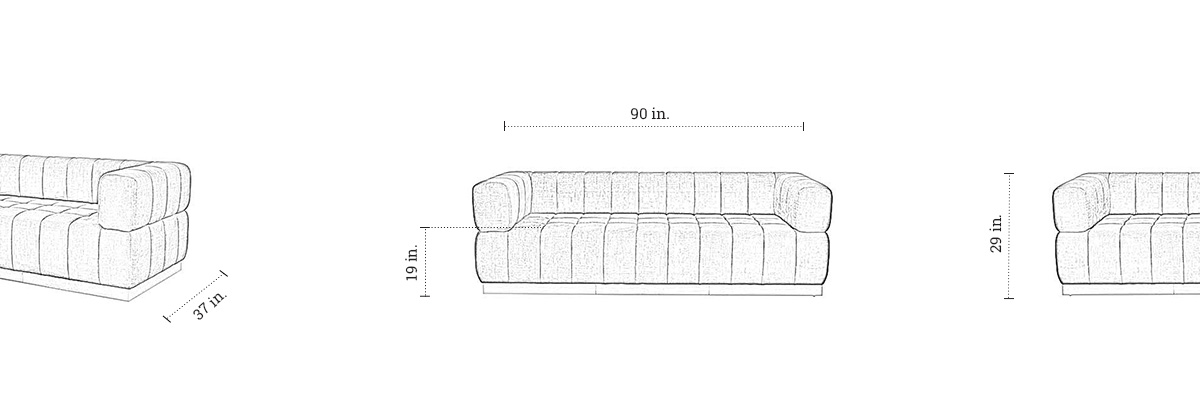 Brooklyn Three Seater Sofa dimensions