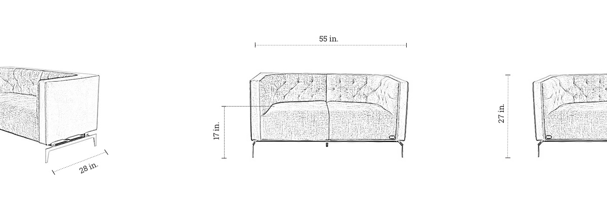 Miller Two Seater Sofa dimensions