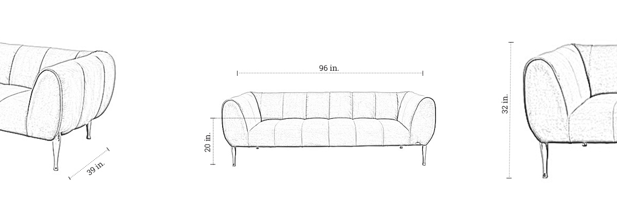 Maximus Three Seater Sofa dimensions