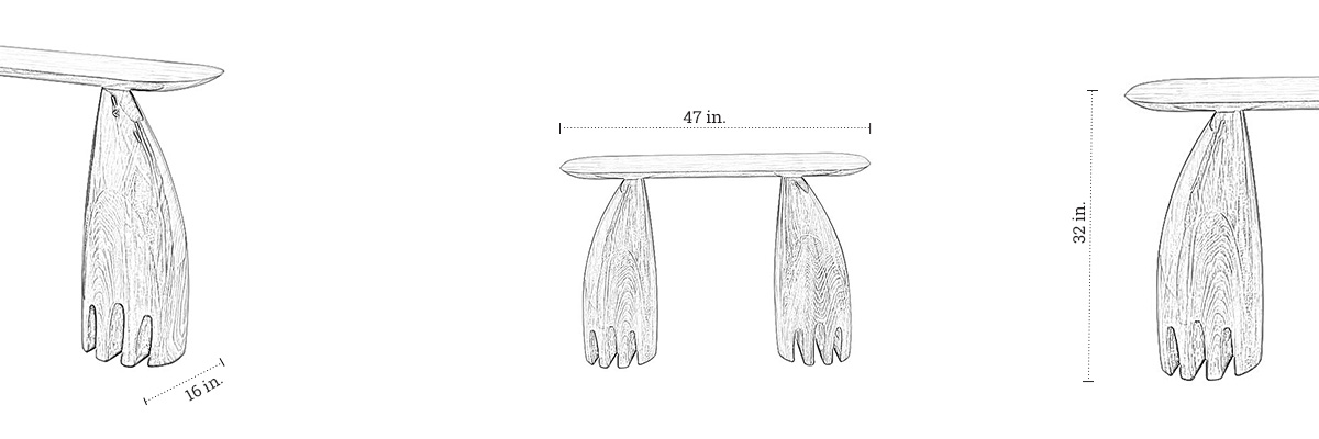 S & N Ebony Ash Console dimensions