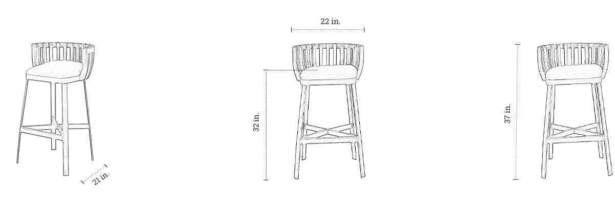 Emmanuel Bar Chair - Resort dimensions