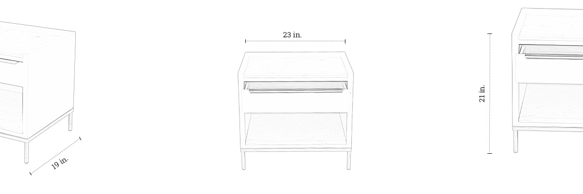 Tray Top Bedside Table dimensions
