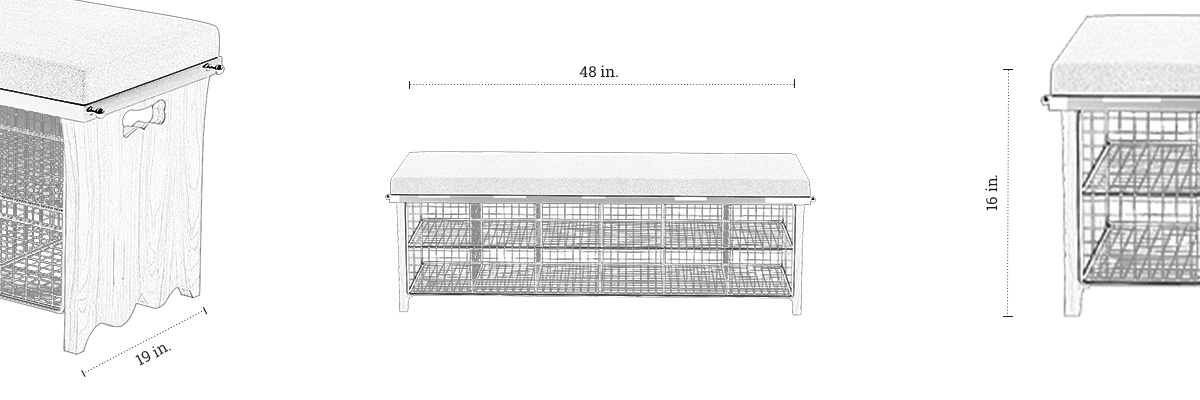 Iris Shoe Storage bench dimensions