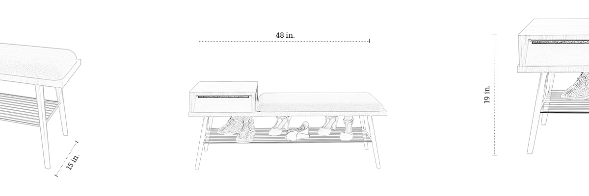 Joyce Shoe Storage Bench dimensions