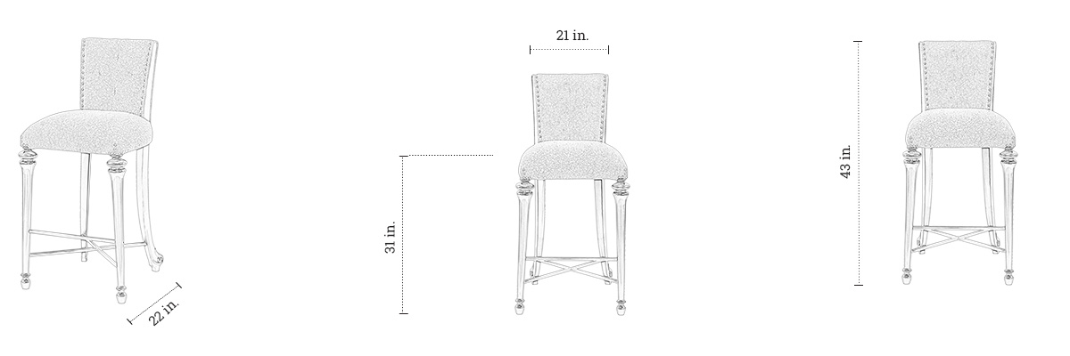 Allen Bar Chair - Resort dimensions