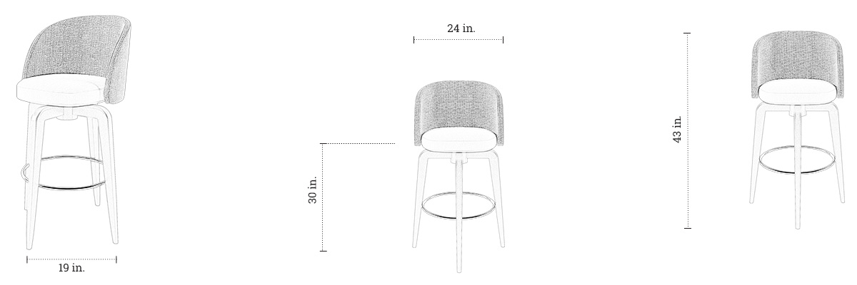Philip Bar Chair - Resort dimensions
