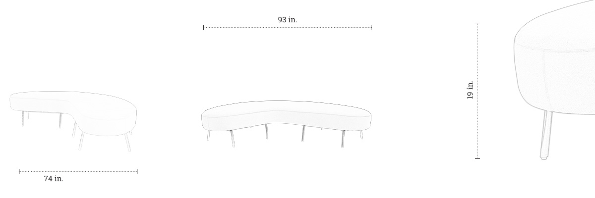 Boomerang Bench dimensions