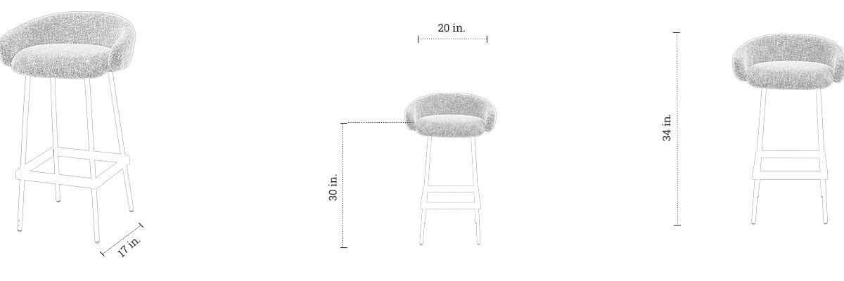 Curvy Bar Stool dimensions