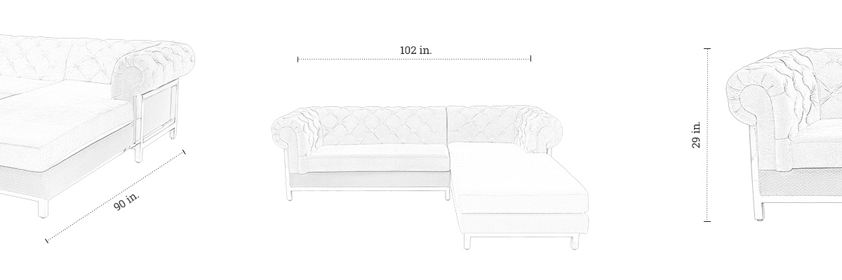 Skylar L Shape Sofa dimensions