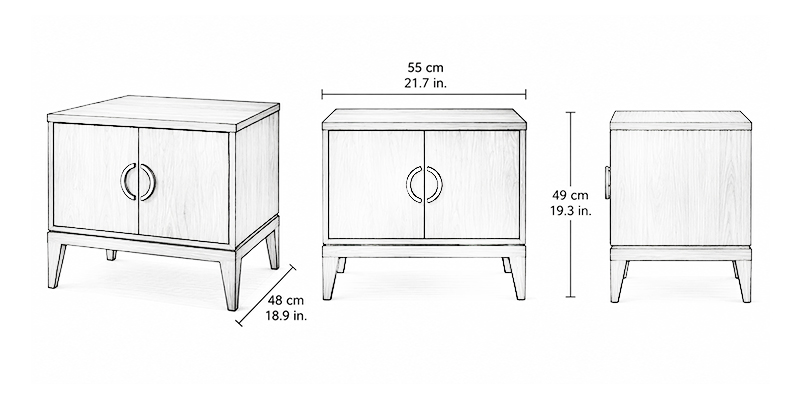 Monocle Bedside Table - Resort dimensions
