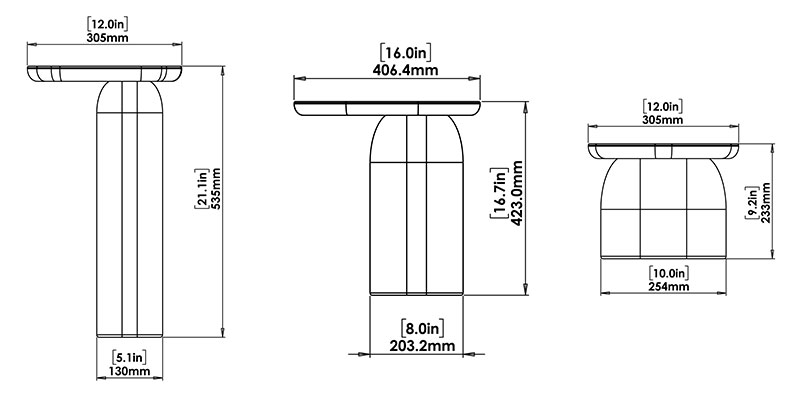 Louise Sidetable (Set Of 3) dimensions