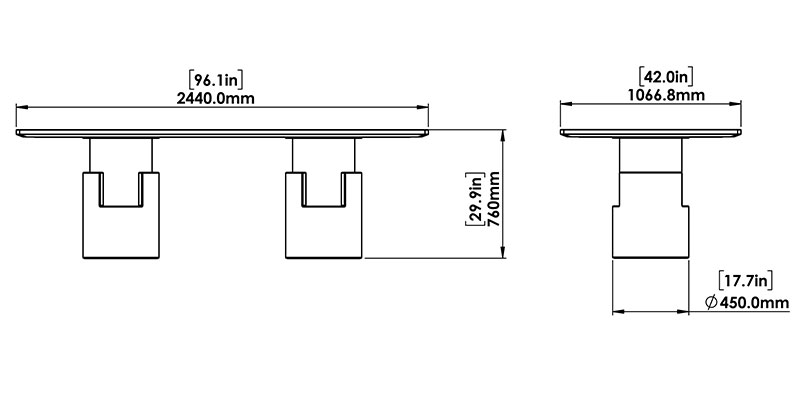Oberon Dining Table dimensions