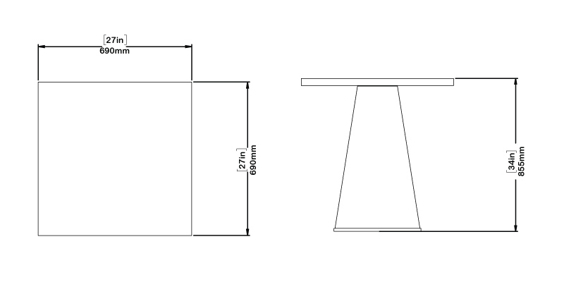 Abeo Bar Table dimensions