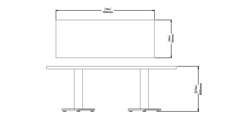 Eclipse Dual Pedestal Table dimensions