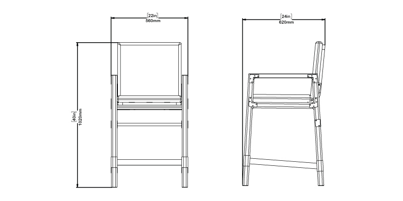Lilian Bar Chair - Resort dimensions