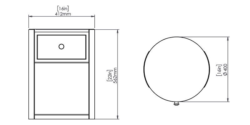 Clark Bedside Table dimensions