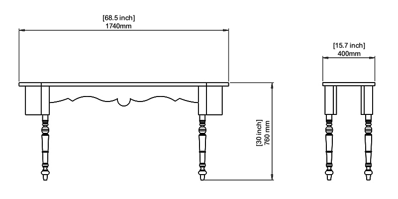 Aidan Console Table dimensions