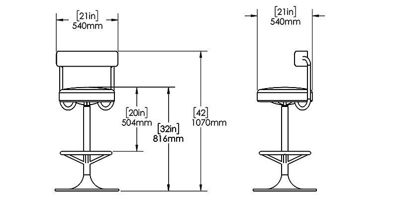 Oriel Bar Chair dimensions