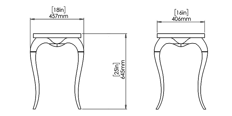 Chassy End Table dimensions