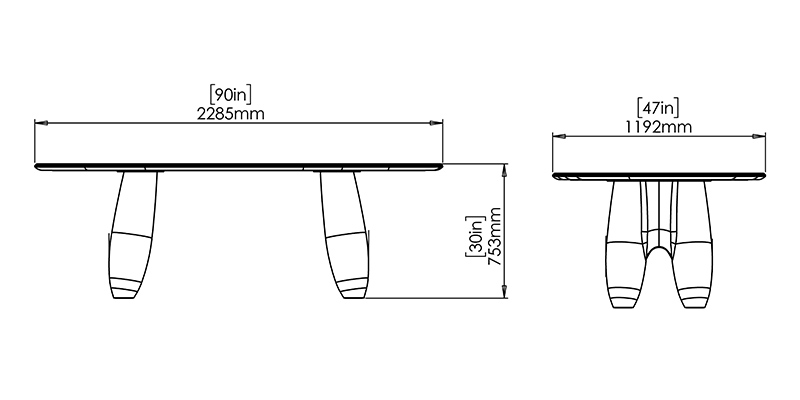 Harmony Woods Dining Table dimensions