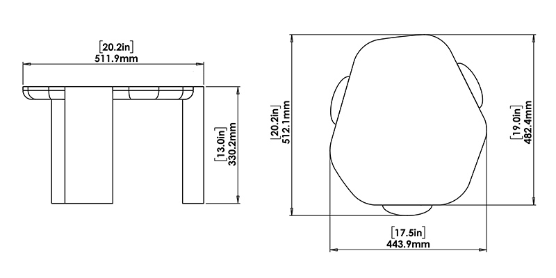 Dino End Table dimensions