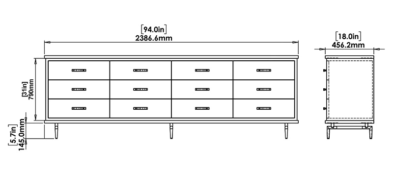 Ash Dresser dimensions